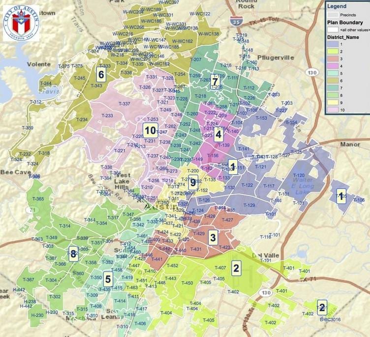 Austin, Tx mapa de zoneamento