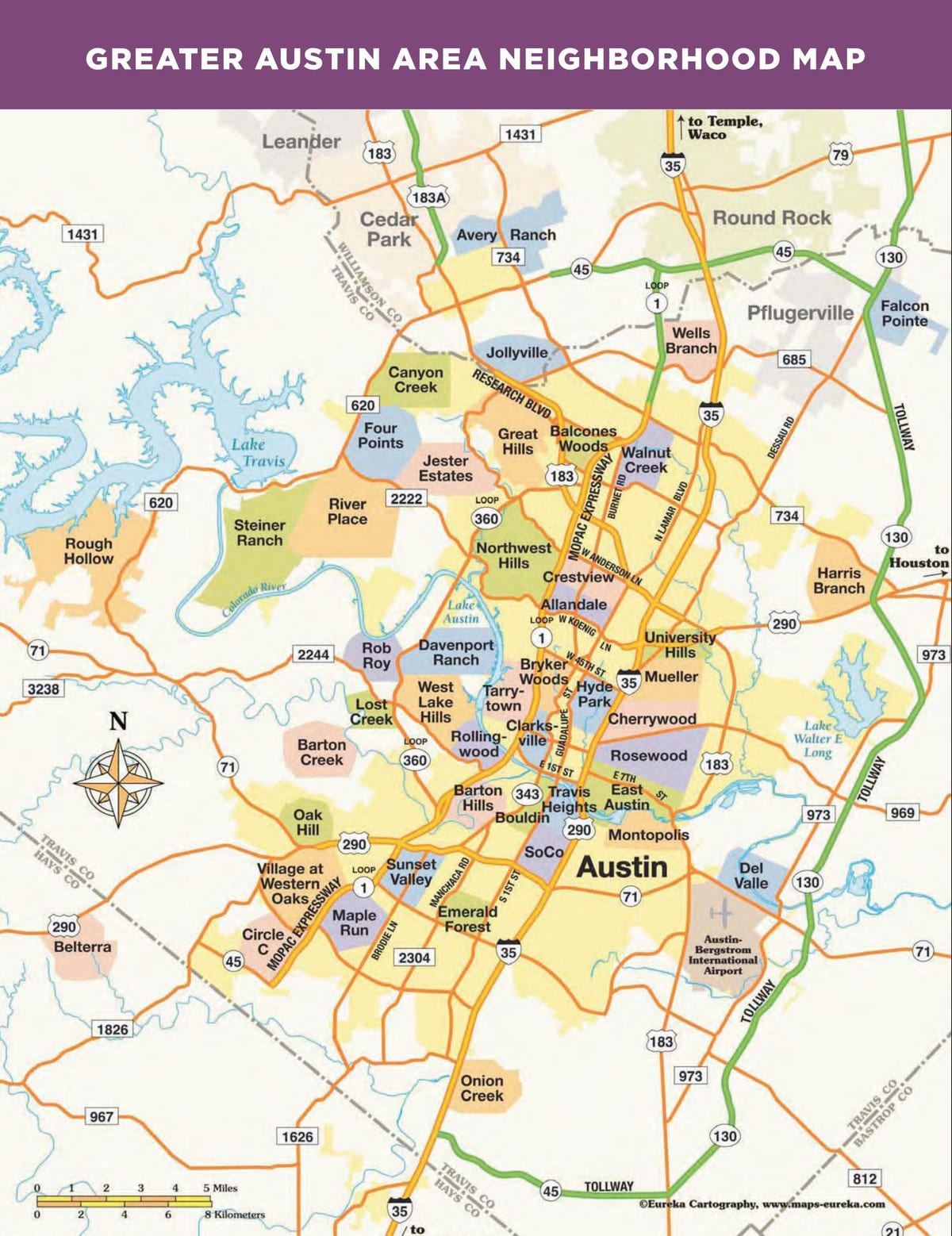 mapa de Austin, Tx bairros