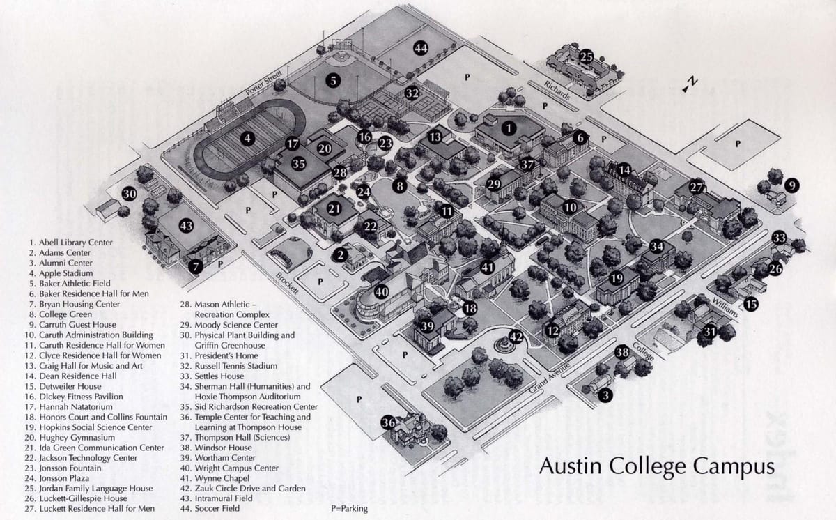 Austin campus universitário mapa