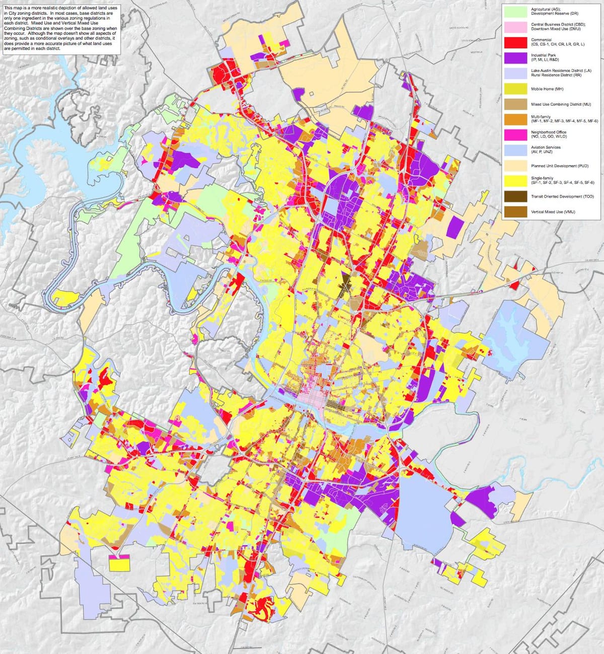 cidade de Austin mapa de zoneamento