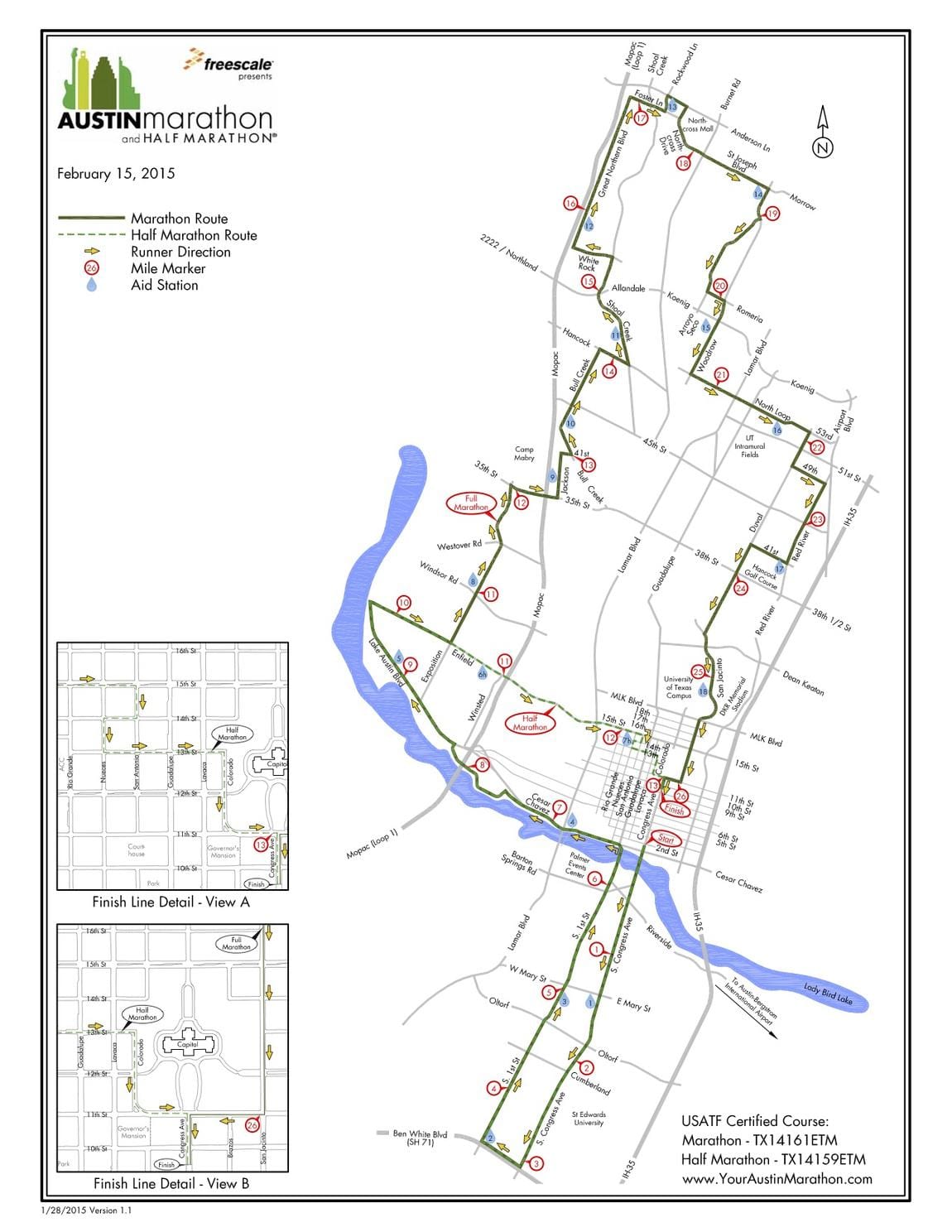 mapa de Austin percurso da maratona