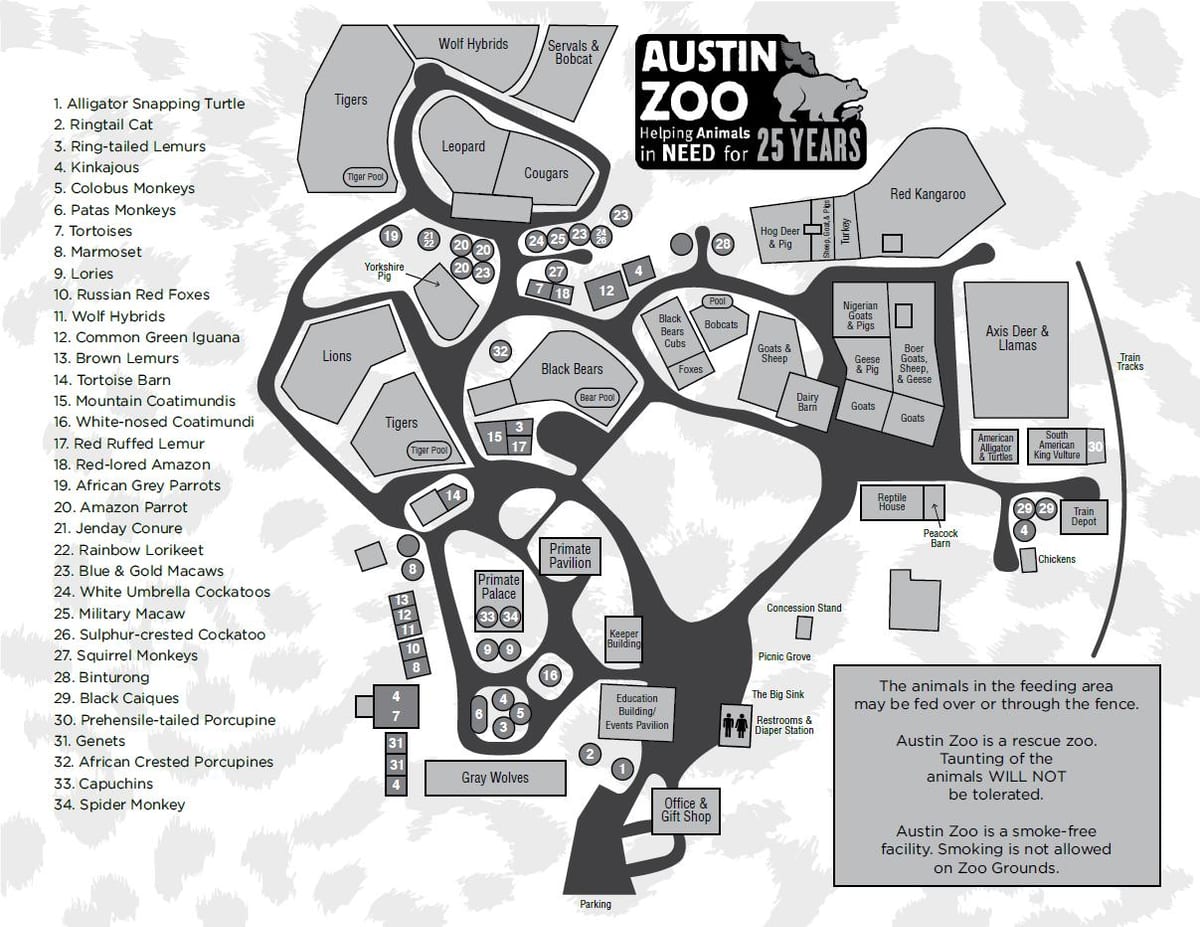 mapa de Austin zoo