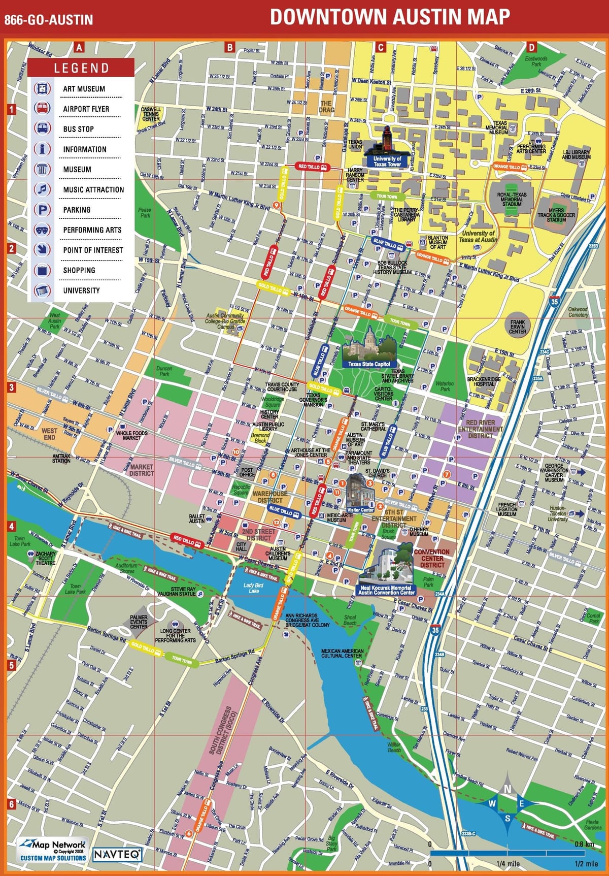 mapa de Austin, no texas