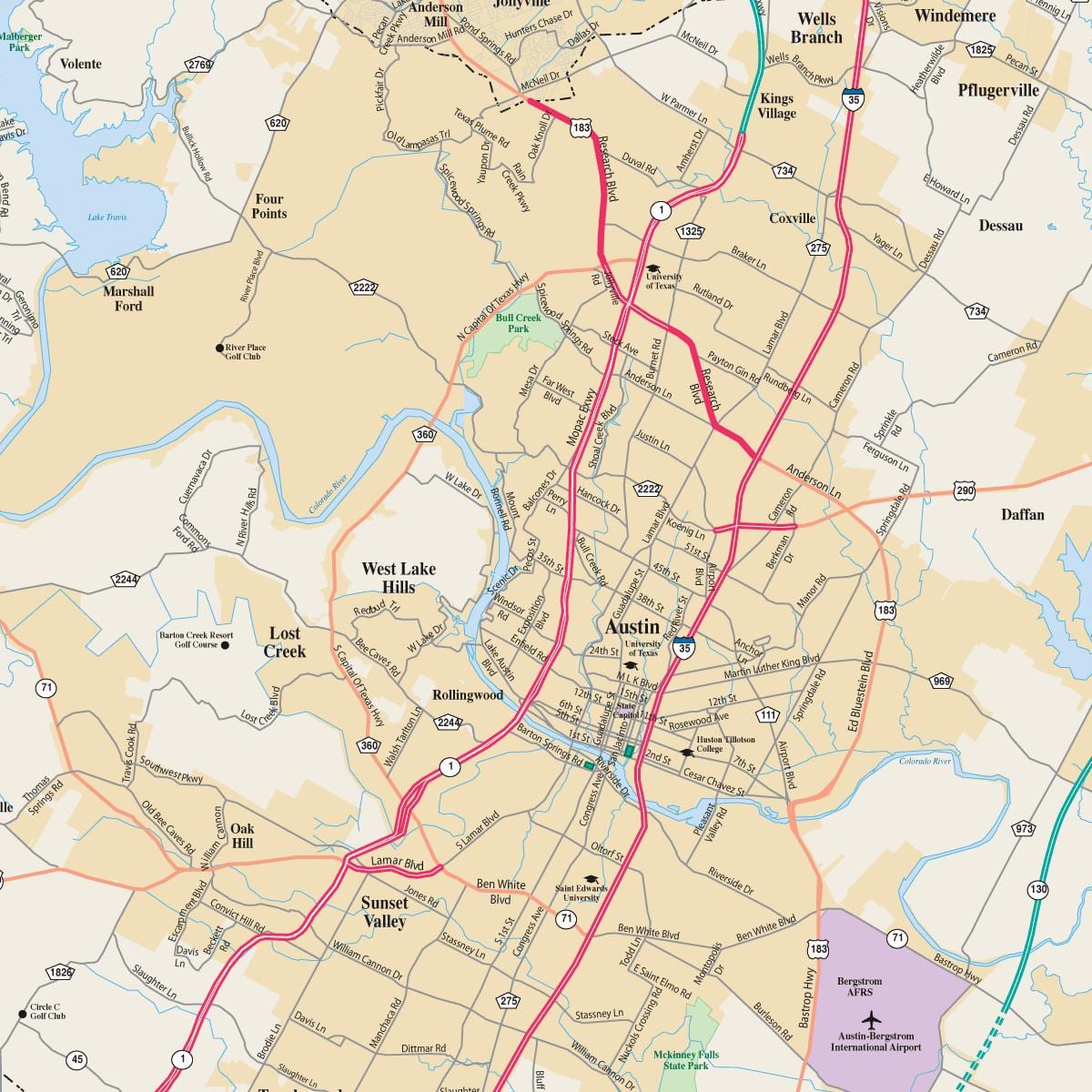 mapa de Austin