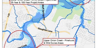 Austin planície aluvial mapa
