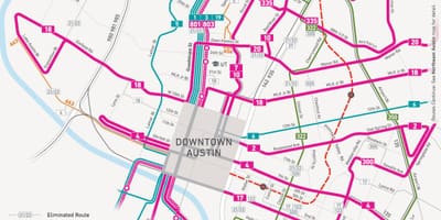 Mapa de Austin ônibus