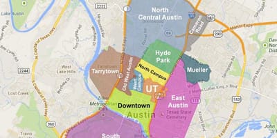 Mapa de Austin subúrbios