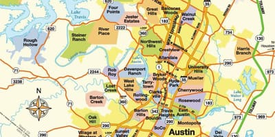 Mapa de Austin, Tx área